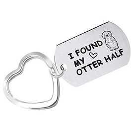 JK Home I FOUND MY OTTER HALF Keychain Matching Couples Keychains Jewellery for Husband Wife Gifts Girlfriend Boyfriend Gifts Couple Keyrings for Men Women Heart-Ring