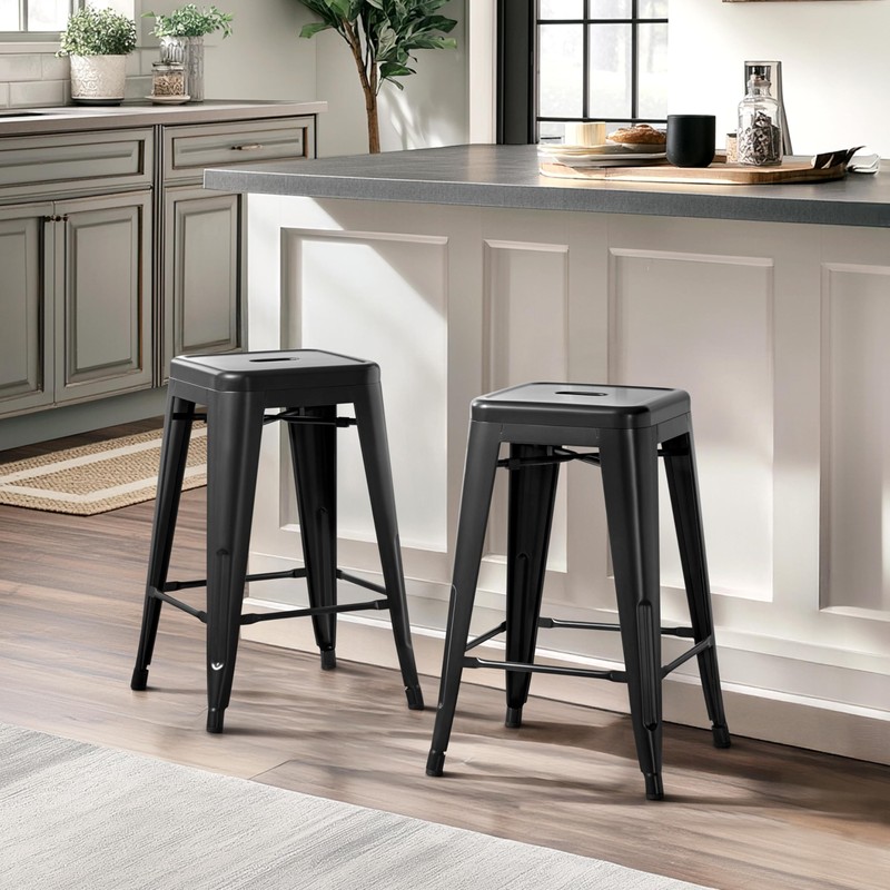 Yaheetech 24 Inch Metal Barstools Set of 4, Counter Height