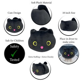Pineapple Cat Plush Black Cat Stuffed Animals Cute Cat Plushies Soft Kitten Squishy Pillow Plush Toys for Kids, Girls, Boys - 10 Inch
