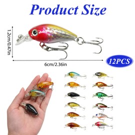 Kasoud Fishing Lure Set, Fishing Bait for Lures Pike and Perch Trout (12)