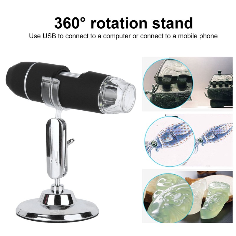USB Microscope 8LED 1000X 640x480P Microscope with Stand for Android