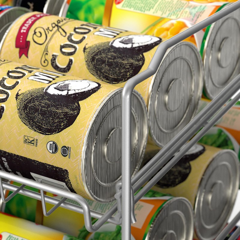 Simple Houseware Stackable Can Rack, Silver, Adjustable Plastic Dividers, Holds