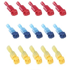 200 Pcs/100 Pairs T Tap Wire Connectors Kit Quick Splice Wire Terminals T Tap Electrical Connectors Quick Wire Splice and Insulated Male Quick Disconnect Terminal Red Yellow Blue
