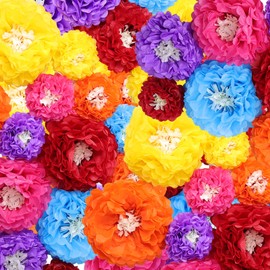 Fumwase Fiesta Paper Flowers Mexican Theme Party Decorations Tissue Paper Flowers Mexican Carnival Colorful for Floral Tropical Party Backdrop Wedding Birthday Craft Wall Decor Baby Shower 18Pcs
