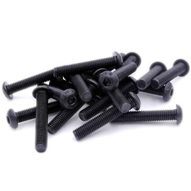 M6 (6mm x 35mm) Hex Socket Button Machine Screw (Bolt) - Black Steel (Pack of 20)