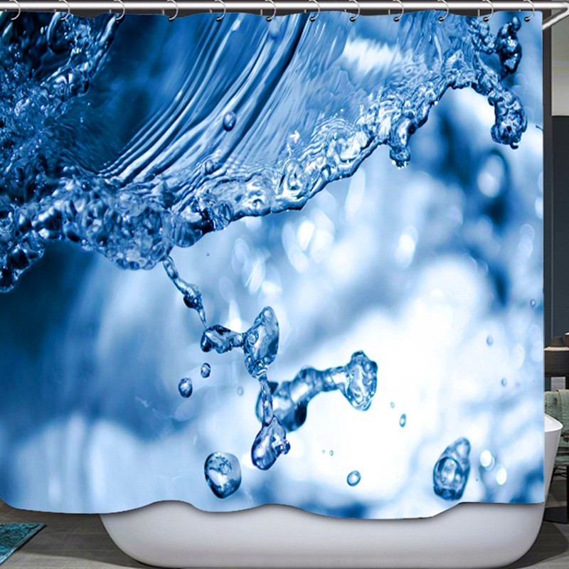 Shower Curtain Set Waterproof Hanging Bath Curtain with Rings Bathroom