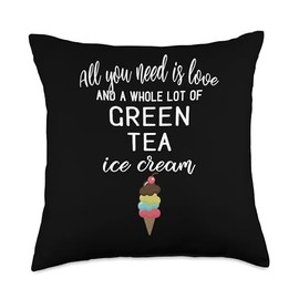 I Love Green Tea Ice Cream Graphic for Foodies and Dessert L Throw Pillow
