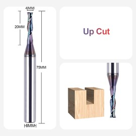 SpeTool Spiral Groove Cutter 8 mm Shaft Upcut 4 mm Cutting Diameter 20 mm Cutting Length CNC Milling Cutter for Router Spiral Cutter with TAC Coating Groove Cutter 2 Flutes Solid Carbide End Mill Wood
