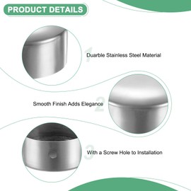 M METERXITY 8-Pack Handrail End Caps, 1.77 Inch/45mm Inner Diameter Stainless Steel Round Handrail End Caps for Furniture/Stair, Guardrail Tube End Cover [Silver Tone]