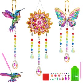 Jukibole Wind Chime Craft Kit for Girls 5-12 Years, DIY Suncatcher with Sparkling Crystals, DIY Diamond Painting Wind Chimes Birthday Gift for 5 6 7 8 9 10 11 12 Years