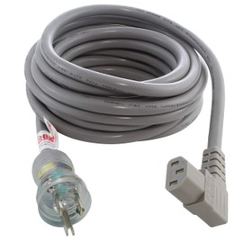 AC WORKS 15Amp 125Volt Medical/Hospital Garde Power Supply Cord (20FT-Right Angle C13)