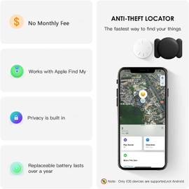Hongtop H GPS Tracker for Vehicles, 2PCS Mini GPS Vehicle Tracker with Magnetic Case, Work with Find My (iOS Only), No Monthly Fee Car GPS Tracker (Black)