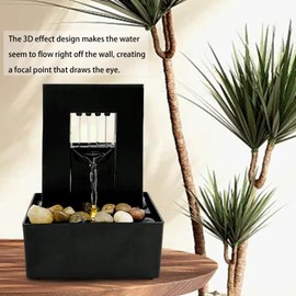 RWOORA Tabletop Small Fountain Waterfall Decor, 3D Flowing Effect, Ideal for Home