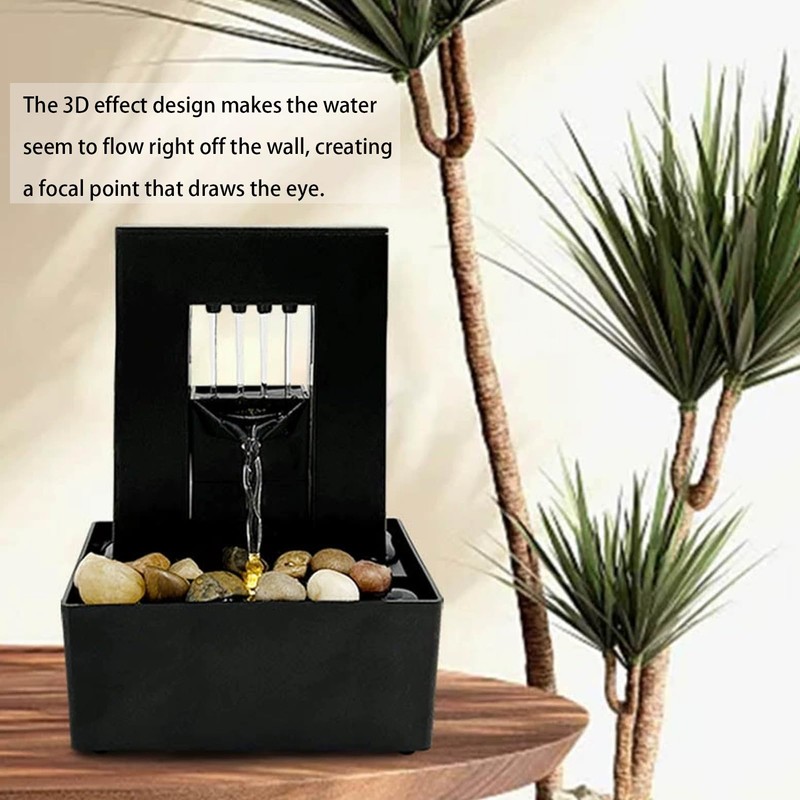 RWOORA Tabletop Small Fountain Waterfall Decor, 3D Flowing Effect, Ideal