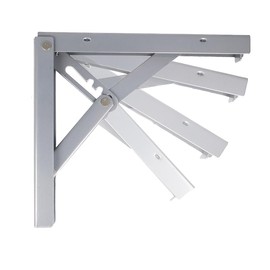 MS Beschläge Heavy Duty Folding Console 1 Pair Steel Shelf Brackets 3-Level Adjustable Folding Table Holder Shelf Holder Folding Angle DIY Support Bracket (White, 200 mm x 185 mm)