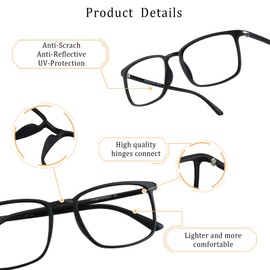 LifeArt Blue Light Blocking Glasses, Anti Eyestrain, Computer Reading Glasses, Gaming Glasses, TV Glasses for Women Men, Anti Glare (Black, +1.75 Magnification)