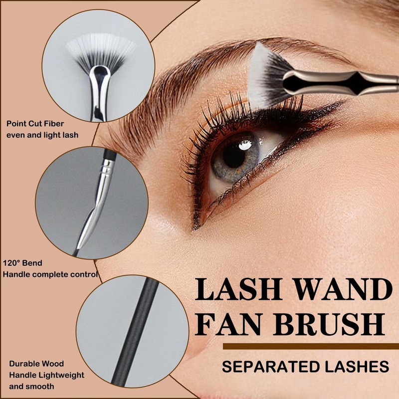 GmwyCzV Pack of 5 Angled Fan-Shaped Eyelash Brush, Foldable Wavy