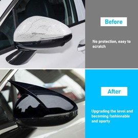 Yumzeco Compatible with KIA K5 Side Mirror Cover Caps 2021 2022 2023 2024 2025, LH & RH Ox Horn Door Side Mirror Cover Trims Exterior Decoration Accessories (Glossy Black)