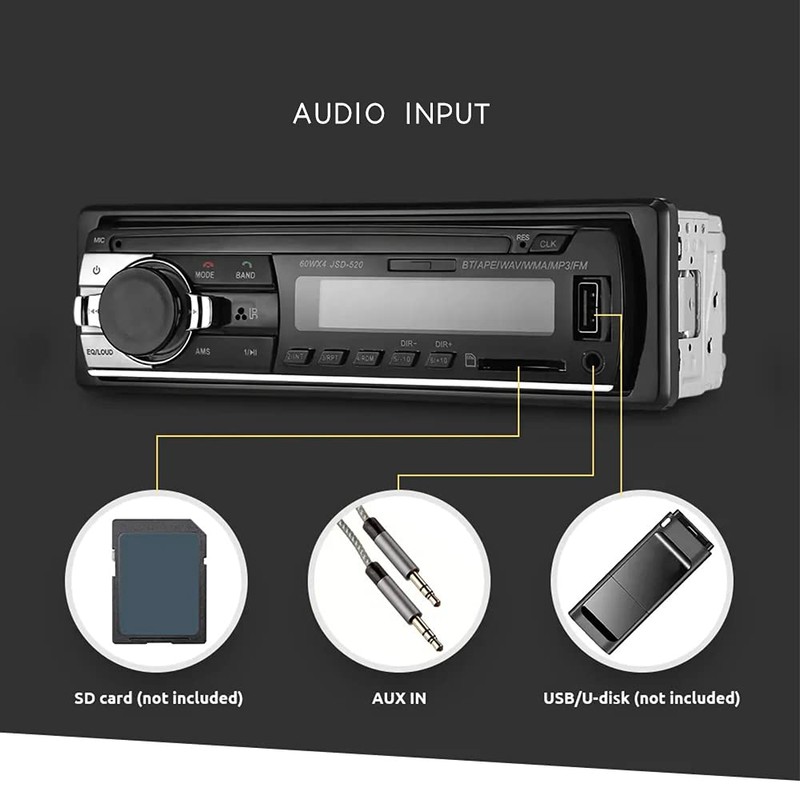 1 Din Car Radio Auto Audio Stereo Autoradio Bluetooth USB