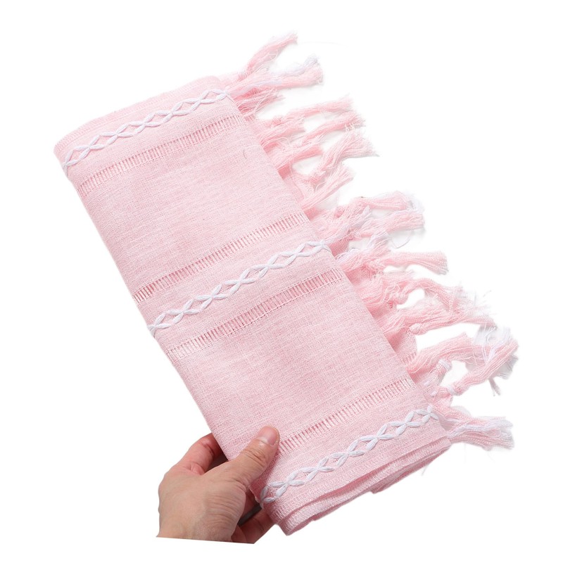 NOLITOY Rustic Pink Table Runner with Tassels Woven Decorative Table