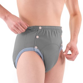 Cotton Incontinence Pants for Adults: Washable, Breathable, Adjustable Leak-Proof Underwear for Elderly (Gray, S)