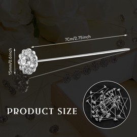 Henoyso 36 Pack Bouquet Pins Diamond Corsage Boutonniere Pins Rhinestone Flower Pins Crystal Floral Pins Diamond Brooch Diamond Head Straight Pin for Wedding Bridal Flower(Glitter Style, 36 Pack, Glitter Style)