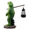 Blue Bayou Trails Hiking Frog Statue Holding Rod With Solar