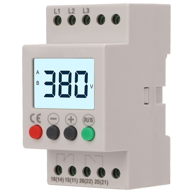 Over Under Voltage Protector Protective Device 3 Phase LCD Digital