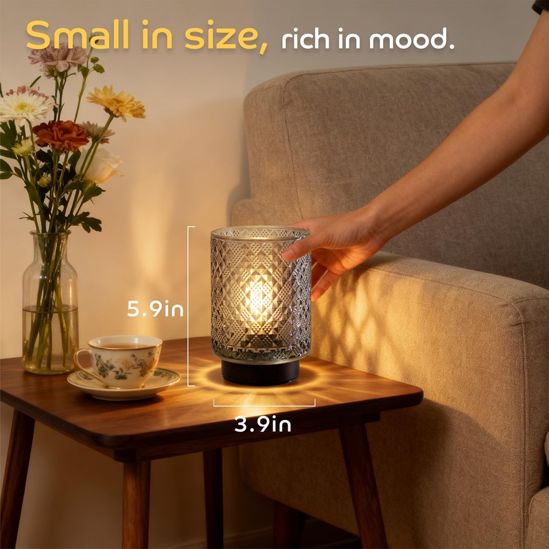 LUSHARBOR Battery Operated Lamp with Timer, Small Decorative Table Lamp
