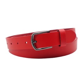 NK Belt GmbH #M-01A Women's Leather Belt, Suit Jeans Belt, Made in Germany, 3 cm, red