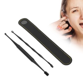 Ear Plugs, Ear Wax Removal, Ear Cleaning Tool, Spring Soft Brush Ear Spoon, Ear Cleaning Kit, Ear Curette Earwax Removal Tool with Cleaning Brush (Black)