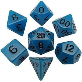 Glow in The Dark Blue 16mm Polyhedral Dice Set