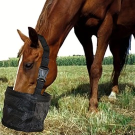Cross-Border New Neck Leak-Proof Feed Bag Adjustable Feeding Bag for Pasture Horses Outdoor Horse Muzzle