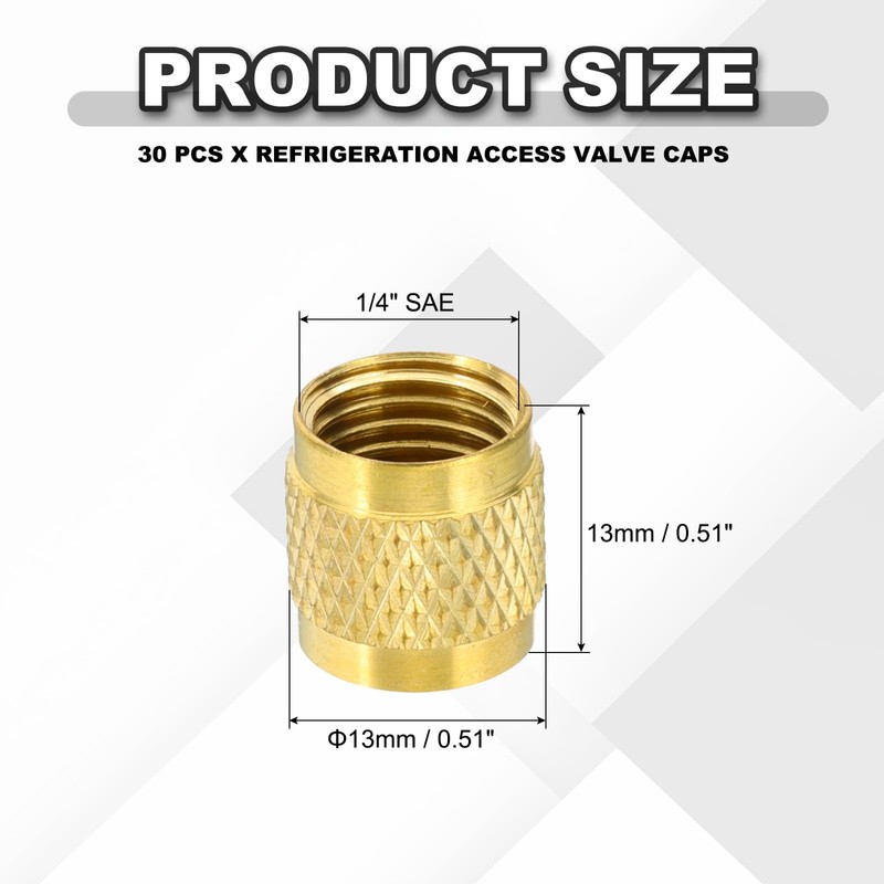 PATIKIL 1/4" SAE Service Access Valve Caps, 30 Pack Refrigeration