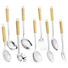 FJNATINH Cooking Utensils Set with Wood Handle, 9 Pieces Wok