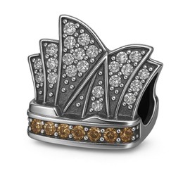 Jewellbox Sterling Silver S925 Australia Landmark Bead – Sydney Opera House Charm for Charm Braceelt.
