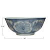 Creative Co-Op Hand Painted Stoneware Bowl with Floral Design, Blue