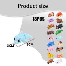 18 Pcs 3d Printed Animals, 3d Printed Fidget Toys Kids Play Animal Figures, Cute Cartoon Style Animal Toys for Home Office Desk Decoration Toy