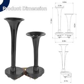 Car Electric Horn Kit, 12 Volt Loud Dual Horns, 130db Universal Horn for Trains, Construction Vehicles, Trucks, Boats, Pickup Trucks and Heavy Equipment