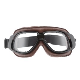 MUXSAM Motorcycle Goggles, Vintage Anti-Fog Pilot Riding Glasses, Anti-Scratch Dustproof Motorcross Eyewear, Scooter ATV Off-Road Motorbike Helmet Eyewear for Men Women Adult, Black Frame, Clear Lens