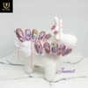 Flower and Butterfly Handmade Nail Tips - Short Straight Coffin