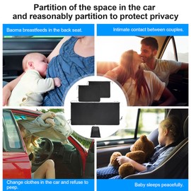 OEMASSIVE Car Divider Curtain Sun Shade,Set of 3 Car Privacy Curtains 1 Rear Seat & 2 Side Windows,Detachable Auto Front Rear Seat Privacy Divider Curtains for Baby Feeding Sleeping Camping Travel