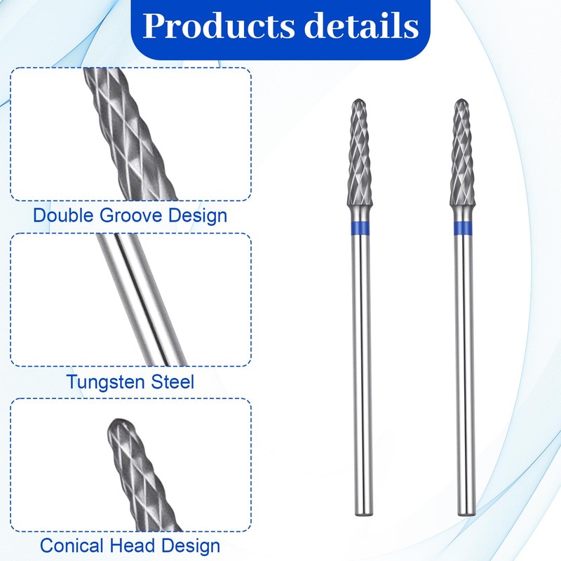 TIESOME 2Pcs 3/32" Nail Drill Bits Set, Professional Tungsten Nail