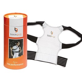 Backgym® model Sports - Posture Brace - Posture Corrector For Sport Men And Women Perfect For Neck Support / Upper Back Support / Shoulder Brace - size L, silver/black