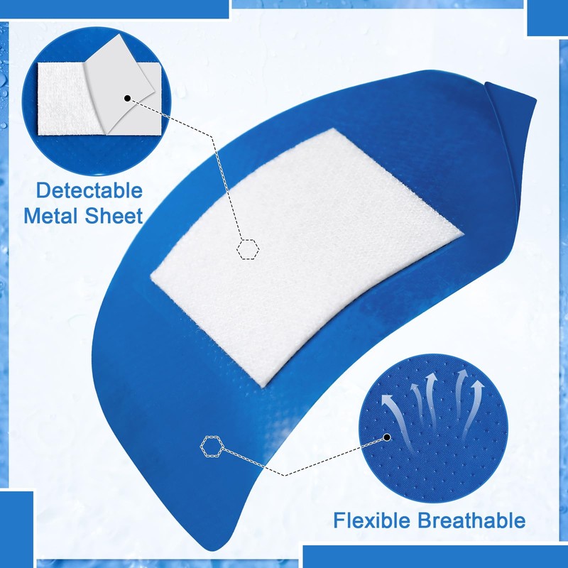 Geiserailie 120 Pcs Food Service Blue Detectable Bandage Woven Fingertip
