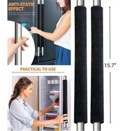 VBHHY 2 PCS Refrigerator Door Handle Covers Kitchen Appliance Decor Handles Anti-Skid Anti-Static Protector Fridge, Dishwasher Oven Keep Off Fingerprints,Food Stains （Black）