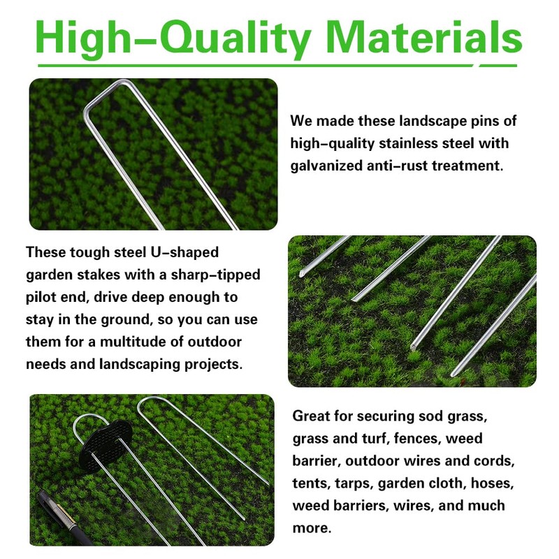 Bakulyor 200Pcs Landscape Staples + 200Pcs Gasket, 6 Inch Garden