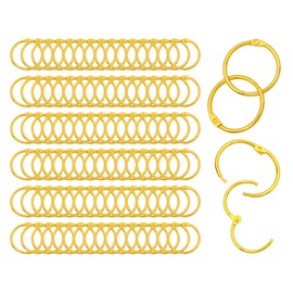 Loose Leaf Binder Rings Inner Dia: 1 inch(25.5mm) 100pcs Metal Golden Book Binder Rings Paper Rings Clips Key Rings Index Cards Rings Great for Home School Office