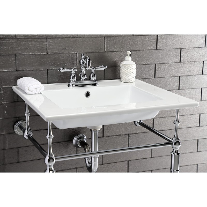 Kingston Brass LBT25227W34 Continental Vanity Sink Top, White 25.19 x