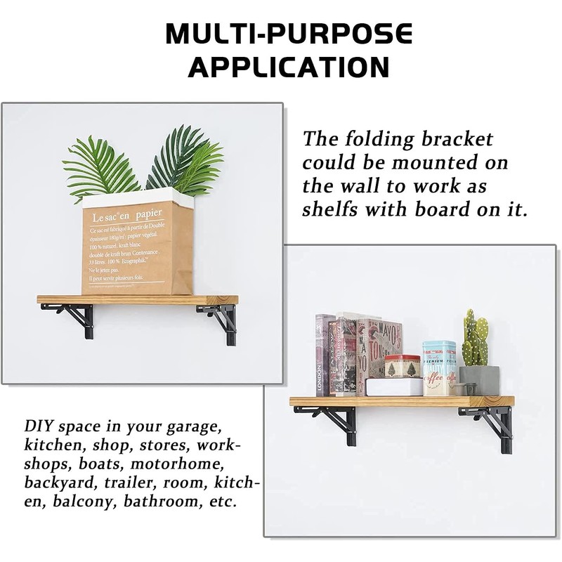 AUTOHJ Folding Shelf Brackets - 24 Inch 2 Pcs Heavy